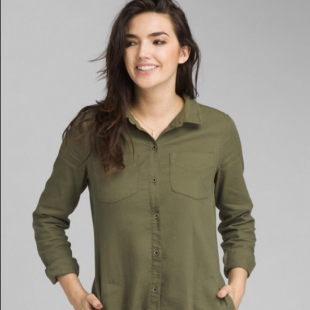 Prana Yarrow Shirt Dress Cargo Green